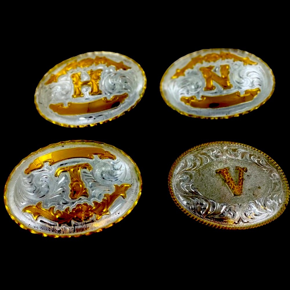 Initials Silver Alpaca Western Casual Belt Buckles